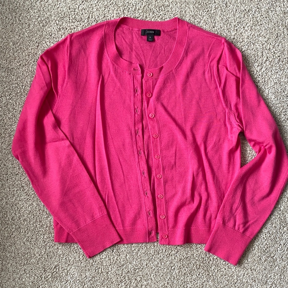 J. Crew Vibrant Pink Women's Merino Cardigan
